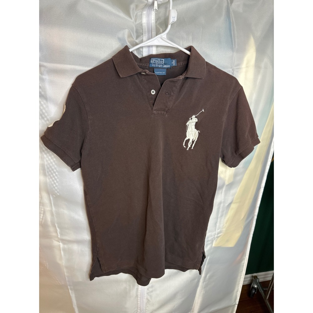 Polo Ralph Lauren Kids Big Pony Polo Shirt Brown Custom Fit Short Sleeve Size S